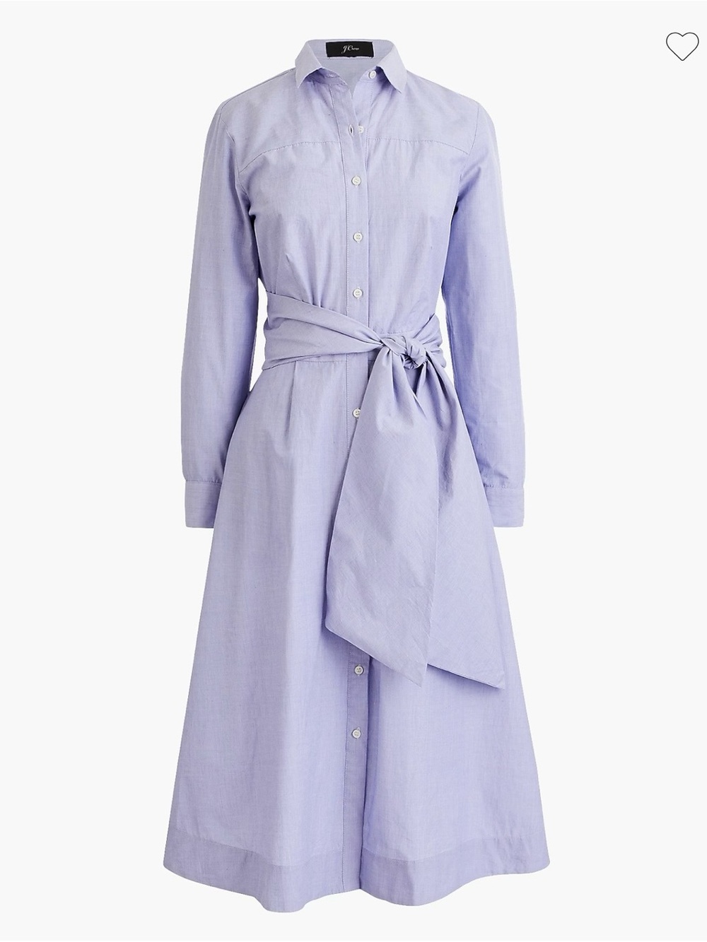 J.Crew Tie Waist Shirt Dress Womens 22 Lavender Midi Button Front Cotton